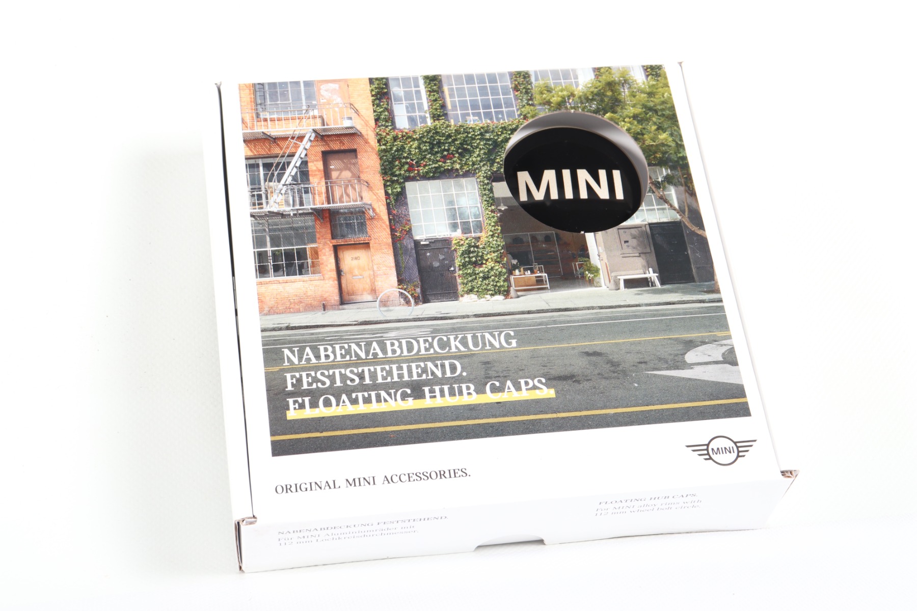 1 Satz MINI Nabendeckel feststehend (Schwarz/Vibrant silver)