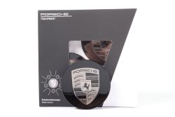 1 Satz Porsche Nabendeckel 76mm schwarz glänzend Wappen Turbonit