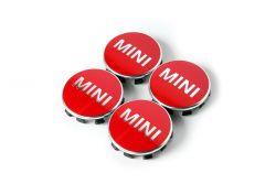 1 Satz MINI Nabendeckel mit Chromrand (Chillired)