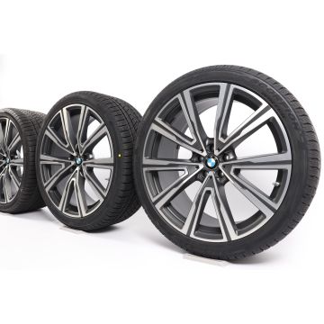 BMW Velgen met Winterbanden X5 G05 X6 G06 22 Inch Styling 746i V-Speiche